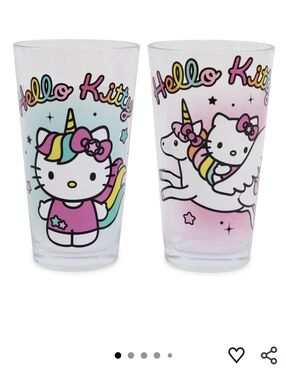 ​NIB Hello Kitty Unicorn Glassware Set - 16oz Pint Glasses (Set of 2)
